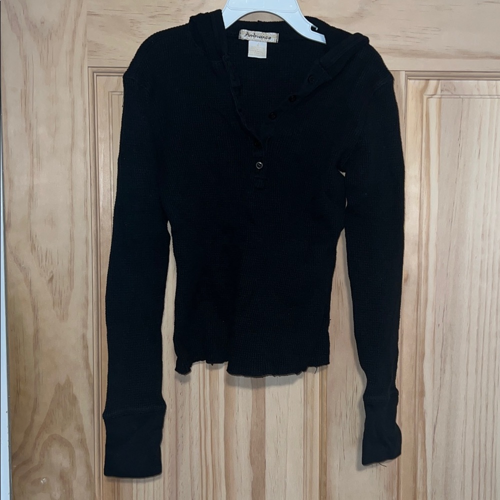 Ambiance Size : Small ( Little Girls ) Black Hooded 100% Cotton Top